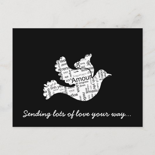 Doef woordtypografie liefde in verschillende talen briefkaart (Voorkant)