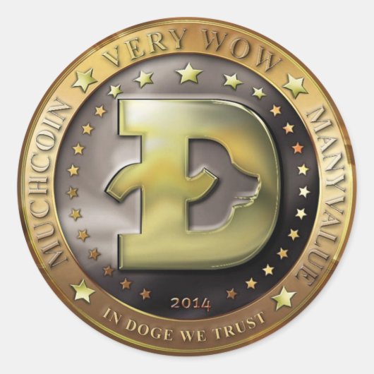 Doegecoin Coin Cryptocurrency Wow Doge Ronde Sticker (Voorkant)