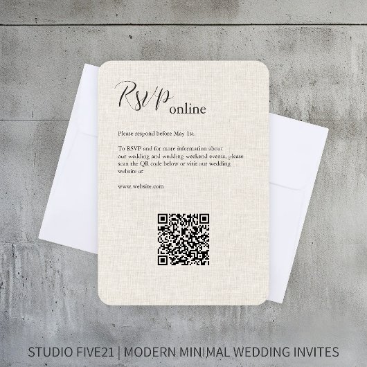 Doek · Elegante moderne bruiloft RSVP Kaartje