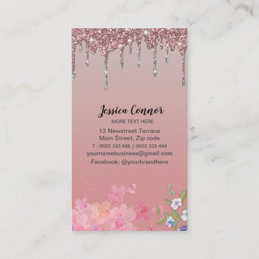 Doek Hanger Dress Mode Shop Glitter Drip Visitekaartje (Achterkant)