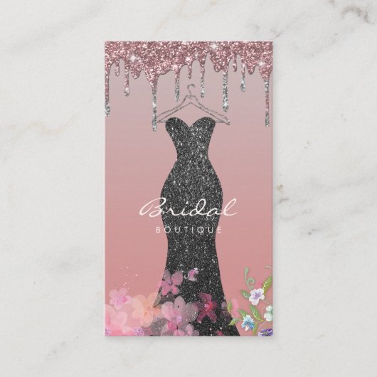 Doek Hanger Dress Mode Shop Glitter Drip Visitekaartje (Voorkant)