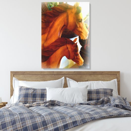 doek met merrie en pony omwikkelde doek canvas afdruk (Insitu (Slaapkamer))