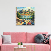 Doek met zicht op de boulevard van de vesting van  canvas afdruk (Insitu (Woonkamer))