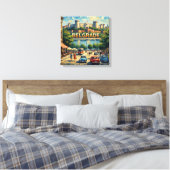 Doek met zicht op de boulevard van de vesting van  canvas afdruk (Insitu (Slaapkamer))
