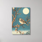Doek Moonlit Bird on Blossom Branch Canvas Afdruk (Voorkant)