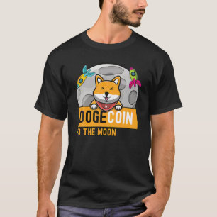 Doekoetsen op het moon Doge Rocket Crypto Meme T-shirt