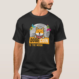 Doekoetsen op het moon Doge Rocket Crypto Meme T-shirt