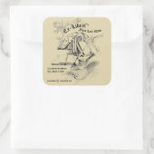 doekpen en boeken Ex libris Sjabloon Vierkante Sticker (Tas)