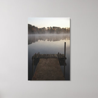 Doekprint met dageraad op de steiger canvas afdruk