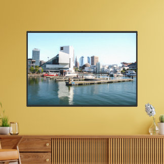 Doekprint van het stadscentrum van Cleveland Ohio Canvas Afdruk