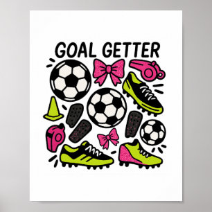 Doel Getter Coquette Voetbalontwerp Met Strikken E Poster