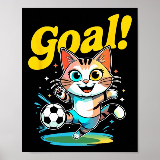 Doel Kitty Schattige Voetbal Kat Kinderkleding Voo Poster (Voorkant)