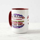 Doel: Stop met het achtervolgen van dromen Mok (Voorkant links)