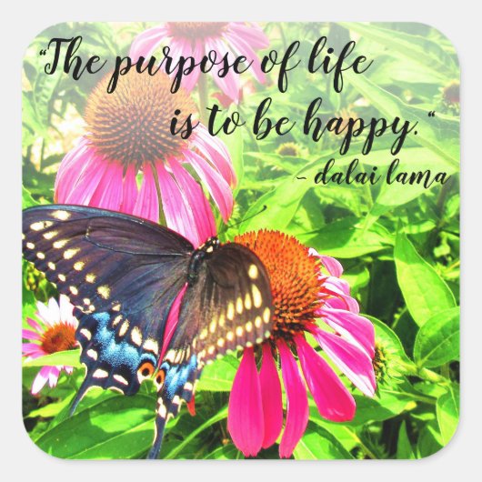 Doel van het leven Happy Butterfly Inspirerende Ci Vierkante Sticker (Voorkant)