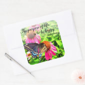 Doel van het leven Happy Butterfly Inspirerende Ci Vierkante Sticker (Envelop)