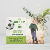 Doel! Voetbal Verjaardag Uitnodiging met foto (Staand voorkant)