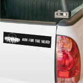 DOEL VOOR HET HOOFD! wit op zwarte bumpersticker (Op Truck)