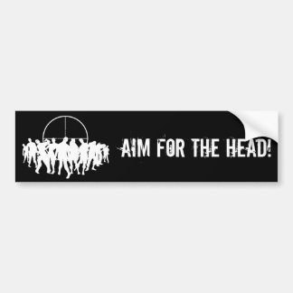 DOEL VOOR HET HOOFD! wit op zwarte bumpersticker