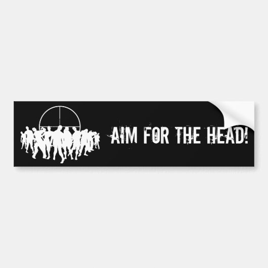 DOEL VOOR HET HOOFD! wit op zwarte bumpersticker (Voorkant)