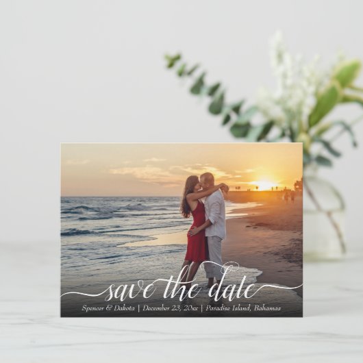 Doelbruiloft Handgeschreven Modern 2 Foto Save The Date (Staand voorkant)