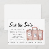 Doelbruiloftskoffer Opslaan datumkaart Save The Date (Voorkant / Achterkant)