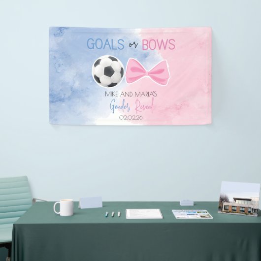 Doelen of bogen onthullen genderfeest spandoek (Beurs)