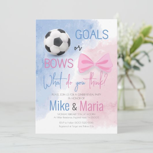 Doelen of bogen onthullen genderuitnodiging kaart (Staand voorkant)