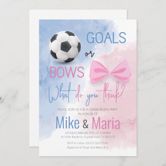 Doelen of bogen onthullen genderuitnodiging kaart (Voorkant / Achterkant)