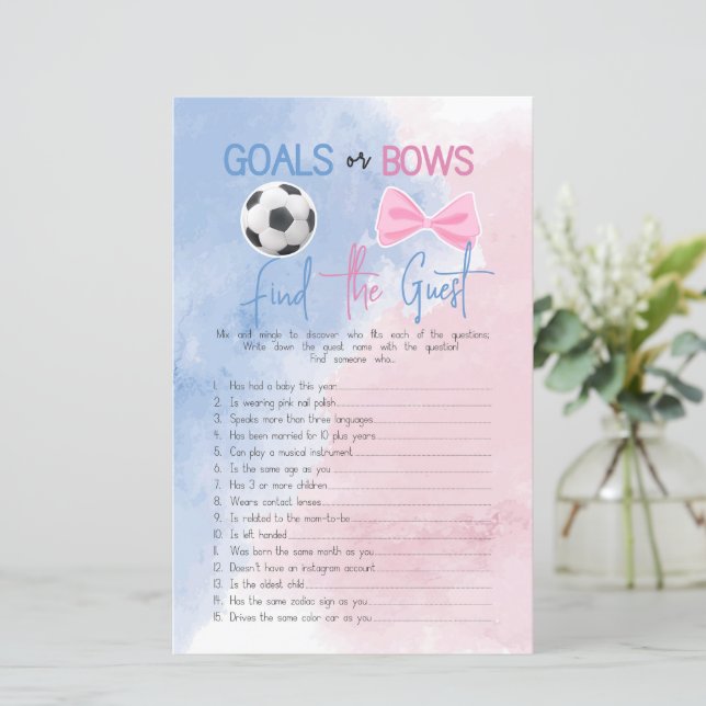 Doelen of strikken vind de gast geslacht onthullin (Staand voorkant)