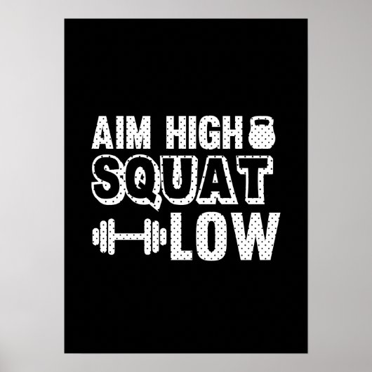 Doelhoog vierkant laag - Gym Workout Motivatie Poster (Voorkant)