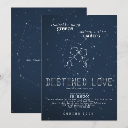 Doelliefde - Wedding Movie Poster Uitnodiging (Voorkant / Achterkant)