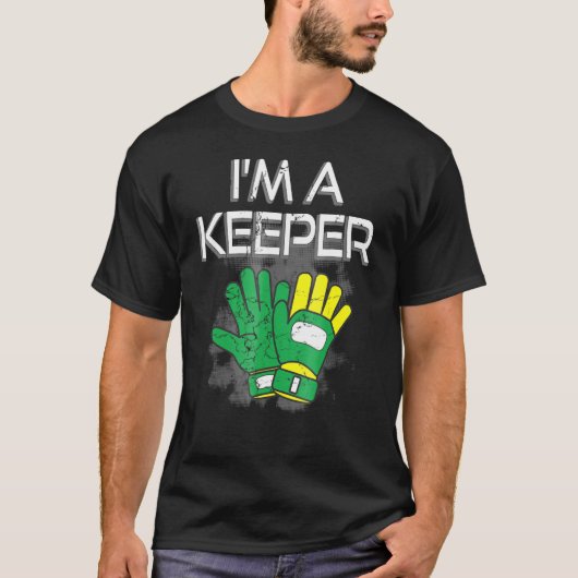 Doelman handschoenen in een keeper voetbal goalie t-shirt (Voorkant)