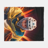 Doelman ijshockey met Jouw naam Goalie Fleece Deken (Voorkant (Horizontaal))