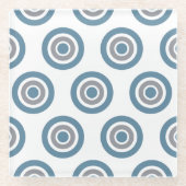 Doelpatroon grijs blauw wit glazen Onderzetter (Voorkant)