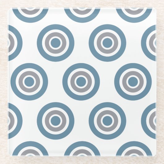 Doelpatroon grijs blauw wit glazen Onderzetter (Voorkant)