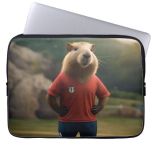 "Doelpunten scorende Capybara: De ultieme voetbals Laptop Sleeve