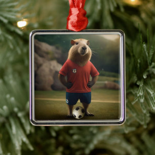 "Doelpunten scorende Capybara: De ultieme voetbals Metalen Ornament
