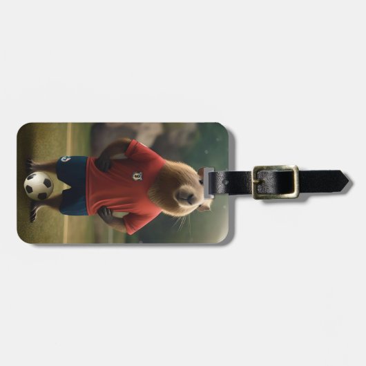 Doelpuntenmaker Capybara: de ultieme voetbalster! Bagagelabel (Voorkant horizontaal)