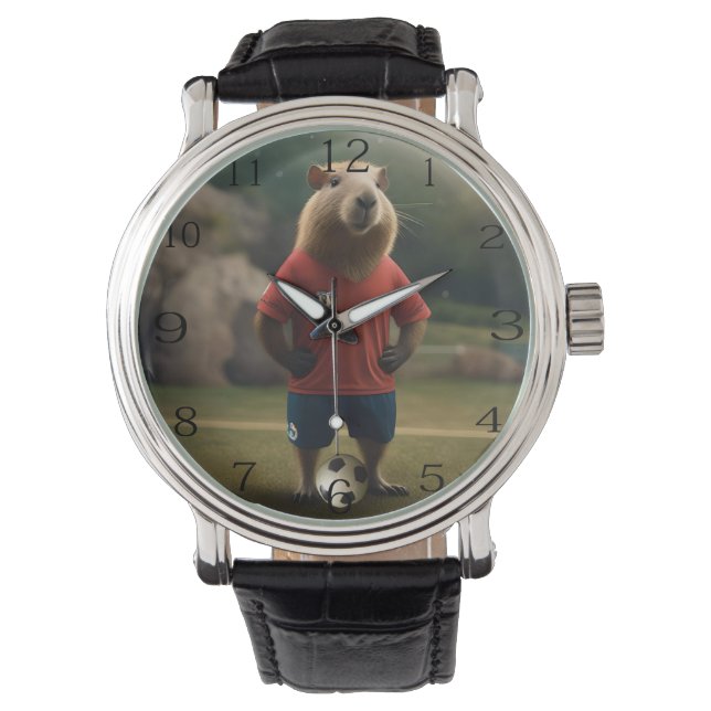 Doelpuntenmaker Capybara: de ultieme voetbalster! Horloge (Voorkant)