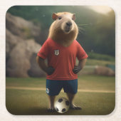 Doelpuntenmaker Capybara: de ultieme voetbalster! Kartonnen Onderzetters (Voorkant)