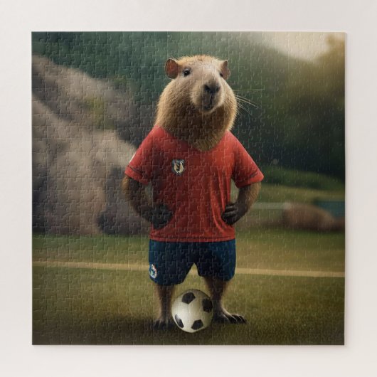 Doelpuntenmaker Capybara: de ultieme voetbalster! Legpuzzel (Verticaal)