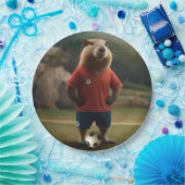 Doelpuntenmaker Capybara: de ultieme voetbalster! Papieren Bordje (Feest)