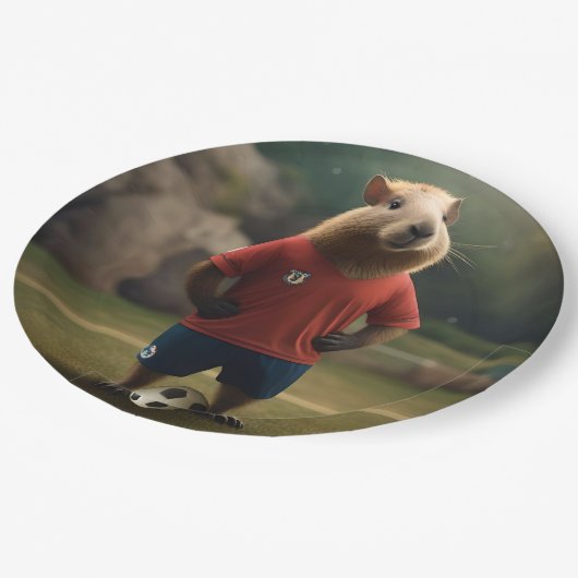 Doelpuntenmaker Capybara: de ultieme voetbalster! Papieren Bordje (Gekanteld)