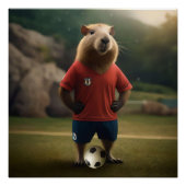 Doelpuntenmaker Capybara: de ultieme voetbalster! Perfect Poster (Voorkant)