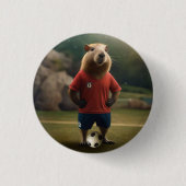 Doelpuntenmaker: de voetbalster Capybara Ronde Button 3,2 Cm (Voorkant)