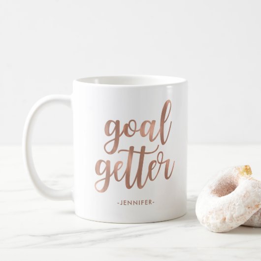 doelpuntenmaker | Faux Roos Gold Typografie Koffiemok (Met donut)