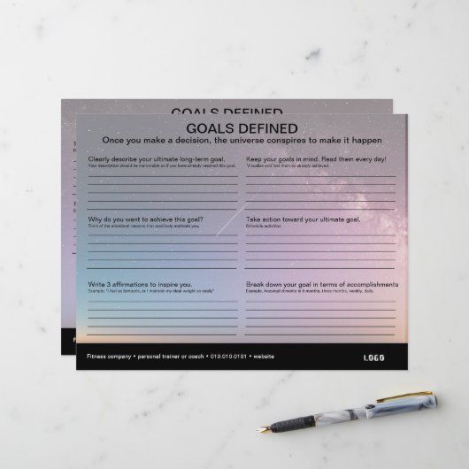 Doelstellingen gedefinieerd werkblad (Voorkant / Achterkant in situ)