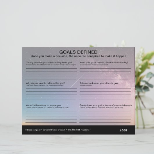 Doelstellingen gedefinieerd werkblad (Staand voorkant)