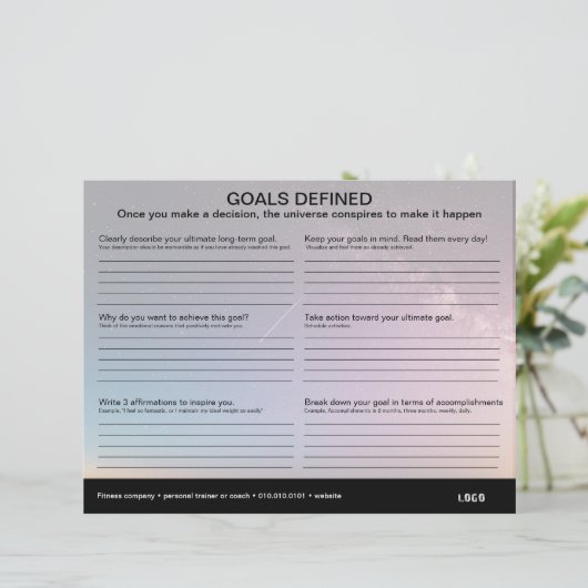 Doelstellingen gedefinieerd werkblad (Staand voorkant)