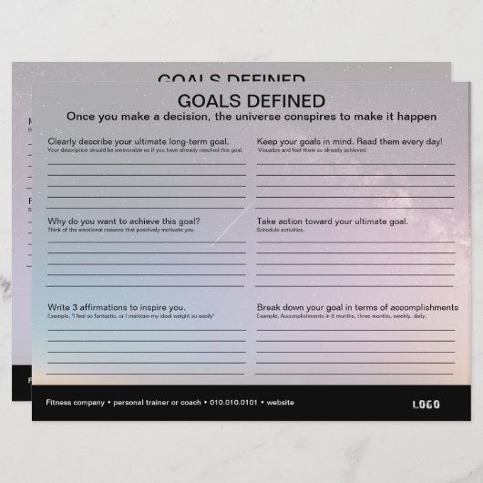 Doelstellingen gedefinieerd werkblad (Voorkant / Achterkant)